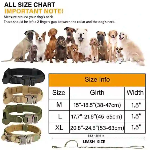 durable tactical dog collar leash set smart