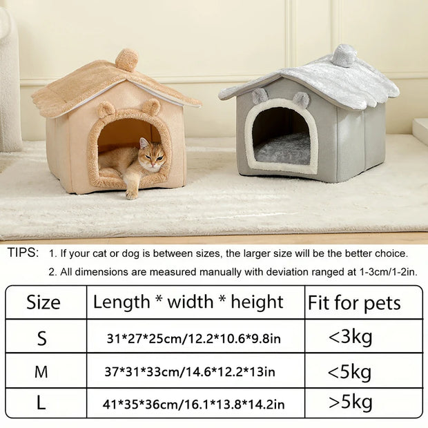 Foldable Pet House – Washable Bed for Small Dogs & Cats
