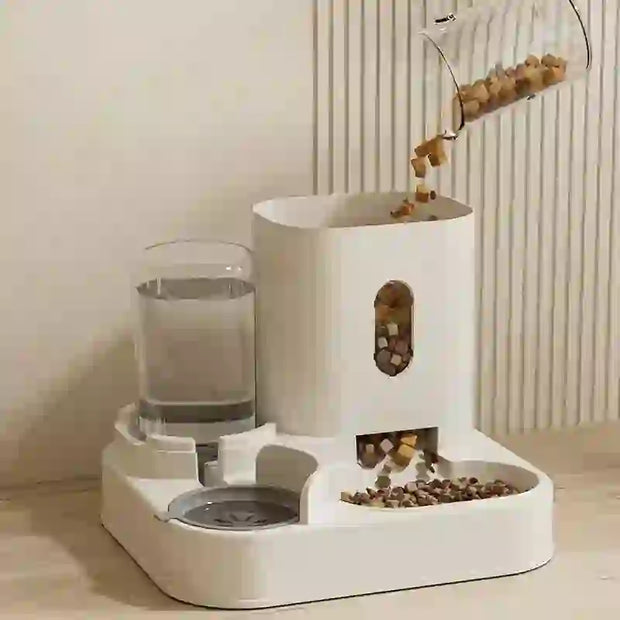 automatic cat feeder and water fountain
