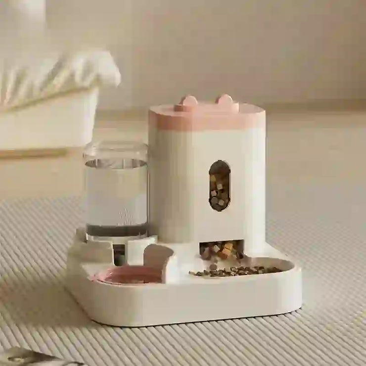 automatic cat feeder and water fountain

