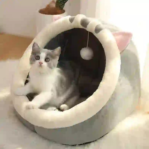 foldable cat cave bed and mattress

