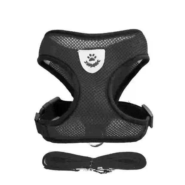 adjustable mesh dog harness & leash medium

